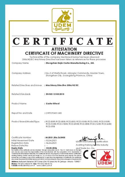 الصين Zhongshan Xiaolan Elephant Casters Products Factory الشهادات
